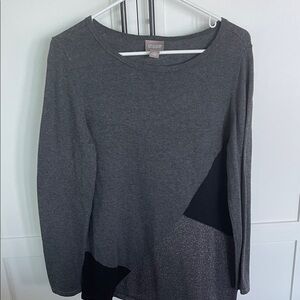 Chico's Charcoal and Black Long Sleeve Top